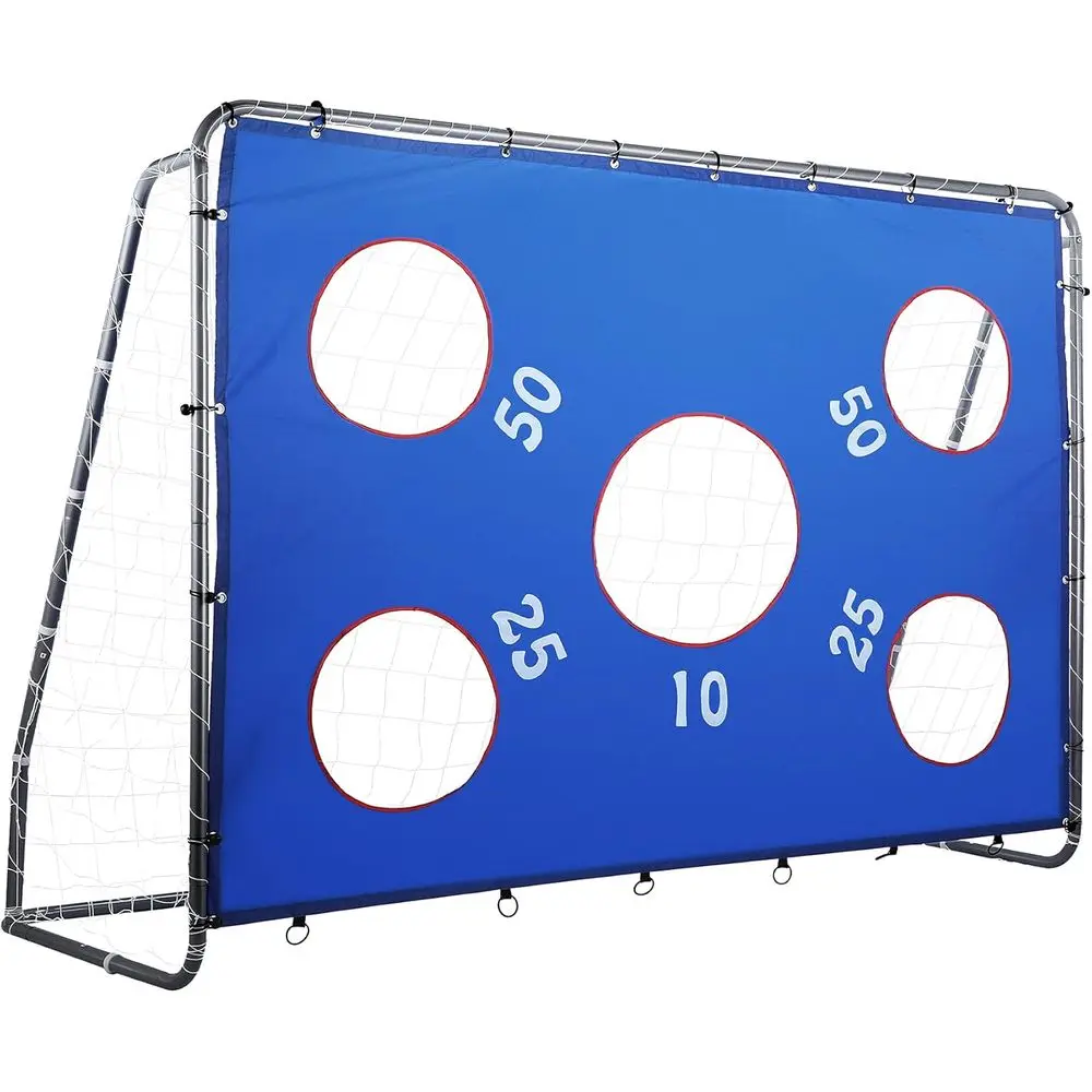 

8ft x 5.6ft Dual-Purpose Powder-Coated Soccer Goal with Weather-Resistant Nets and Detachable Skill-Training Target