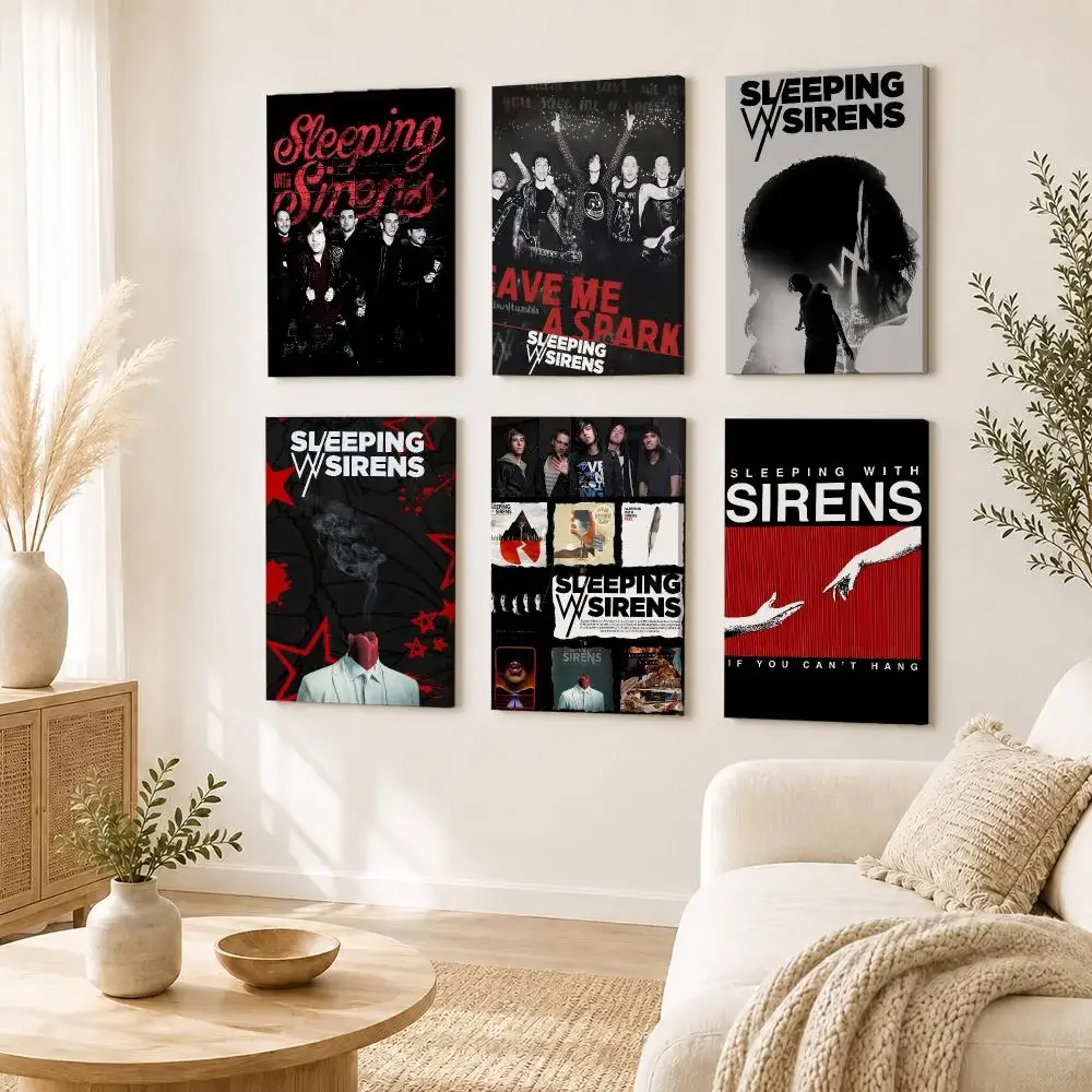 Emo Pop American Band S-Sleeping with Sirens Poster Self Adhesive Aesthetic Wall Art Picture for Room Home Decoration Gift