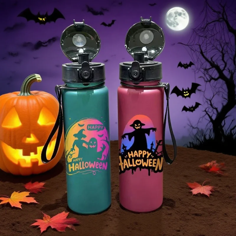 3D Printed Halloween-themed 650ml Water Bottle，PVC-Free, Leak-Proof, Matte Finish,Carry Loop -Perfect for Holidays