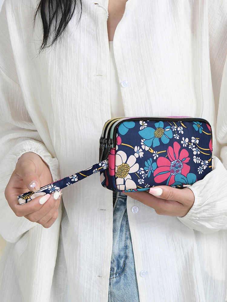 Three-layer zipper wallet, long women's large-capacity coin purse, fashionable clutch, multi-purpose mobile phone case