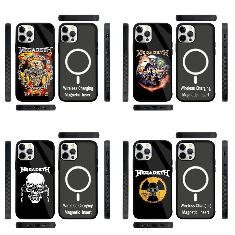 Skull Metal M-Megadeth Band Phone Case Strong Magnetic For IPhone 15,14,13,Pro,Max,Plus,11,12,Mini For Magsafe Wireless Charging