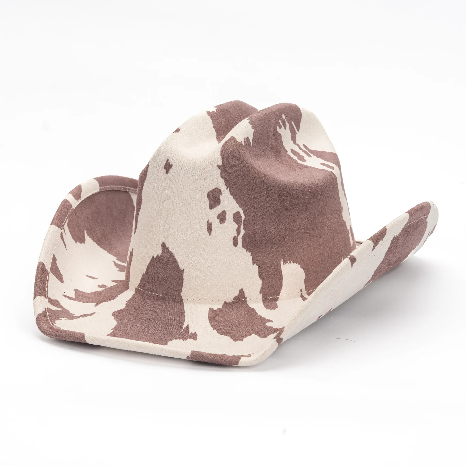 

Western Cowboy Hat Women Wide Brim High Crown Cow Print Faux Suede Leather Strap Sun Hat Fall Autumn Winter Outdoor