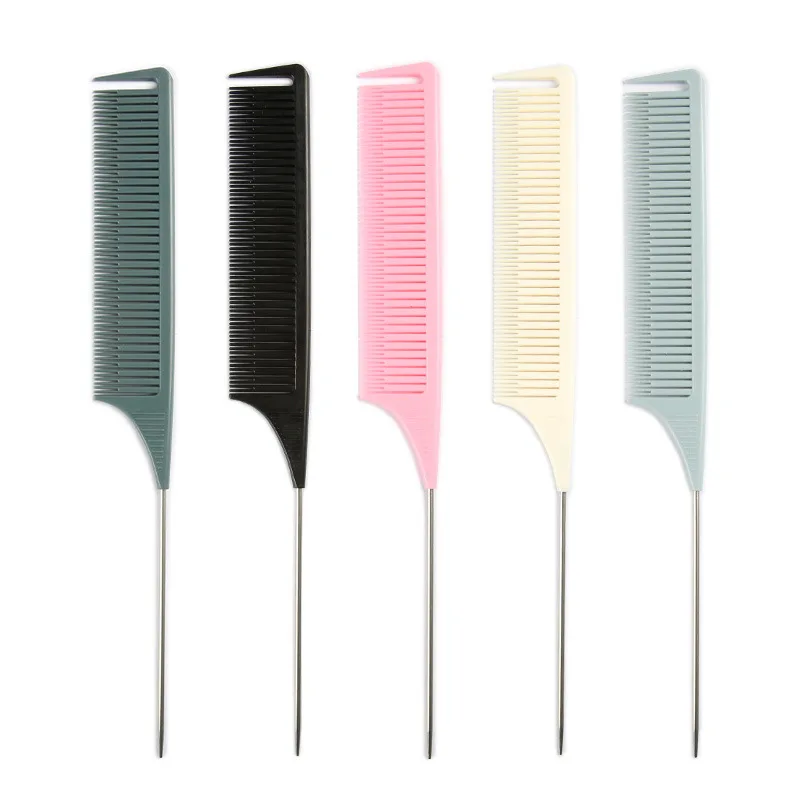 Professional Pointed Tail Hair Styling Comb Antistatic Hair Dye Brush Barber Steel Needle Pin Rat Tip Combs Barber Accessories