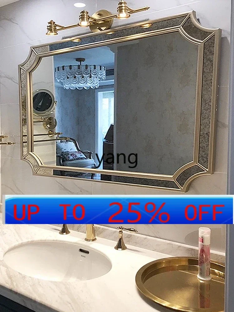 LMM  Bathroom Mirror Retro Makeup Bathroom Wall-Mounted Anti-Fog Mirror
