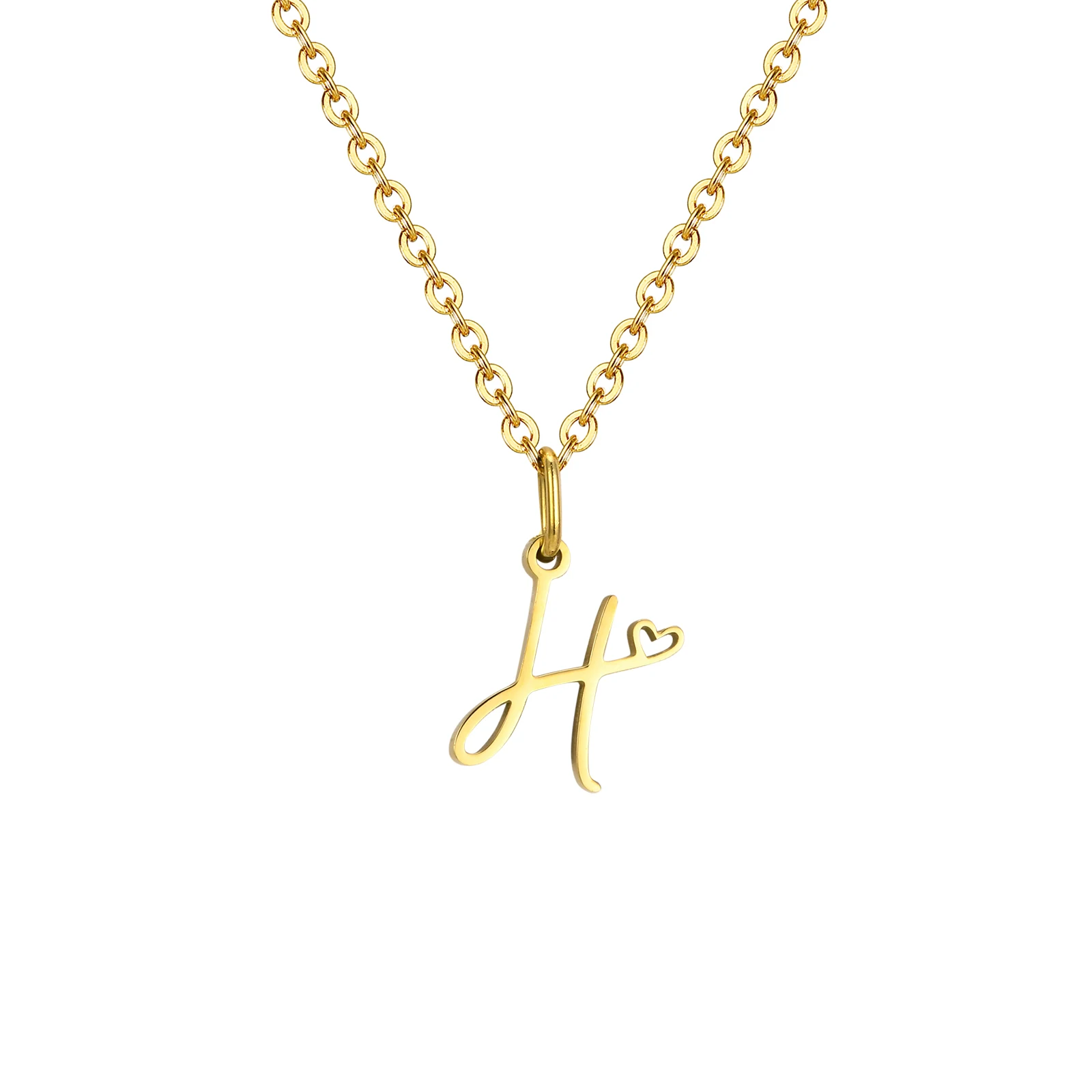 Zierliche Herz-Initial-Halskette für Damen, vergoldeter A-Z-Buchstaben-Anhänger, wasserdichter Edelstahl-Monogramm-Schmuck, personalisierbar.