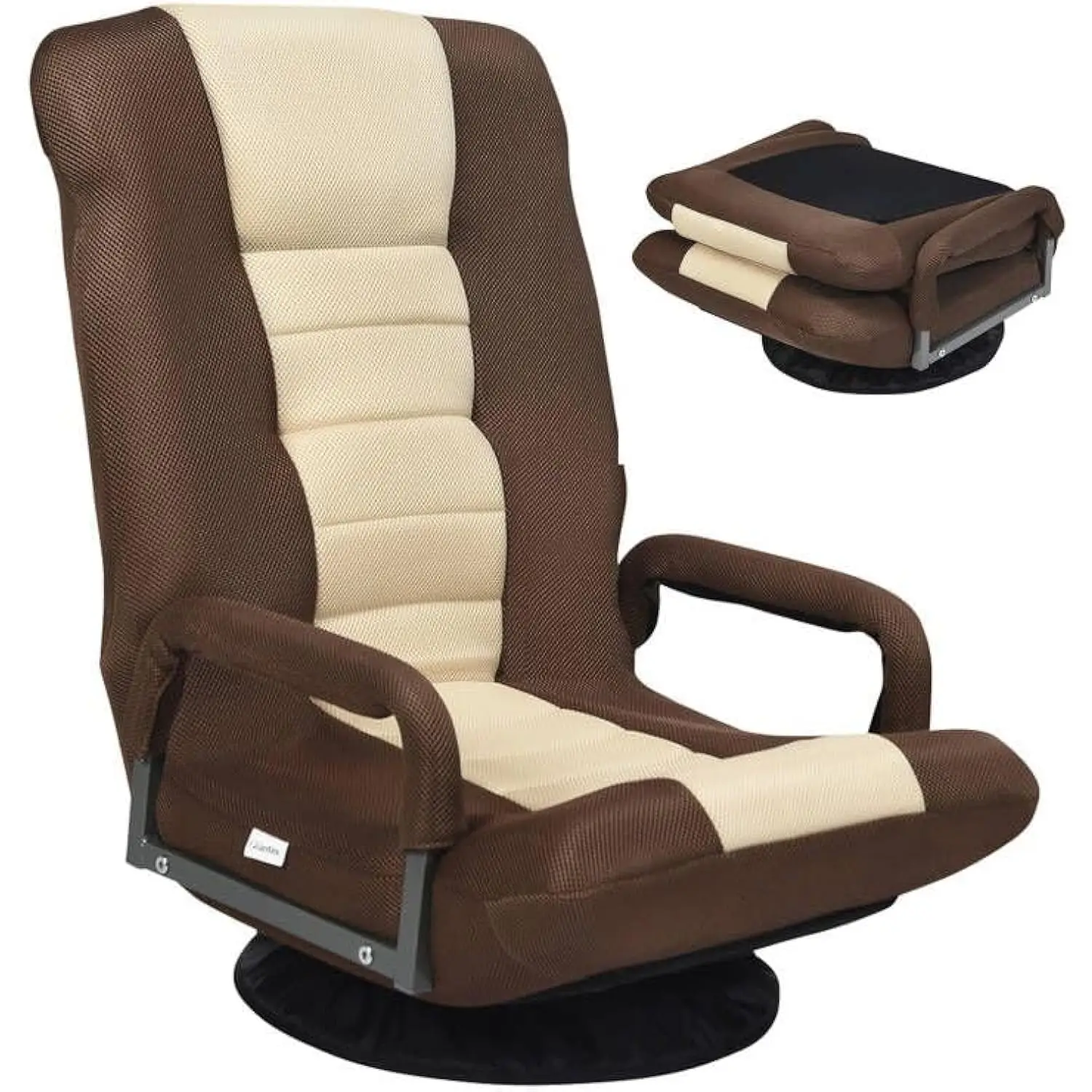 

Floor Chair, 360 度 Swivel Chair with Adjustable Backrest, Lumbar Support, Armrest, Foldable Lazy Sofa Chair Rocker for Tv