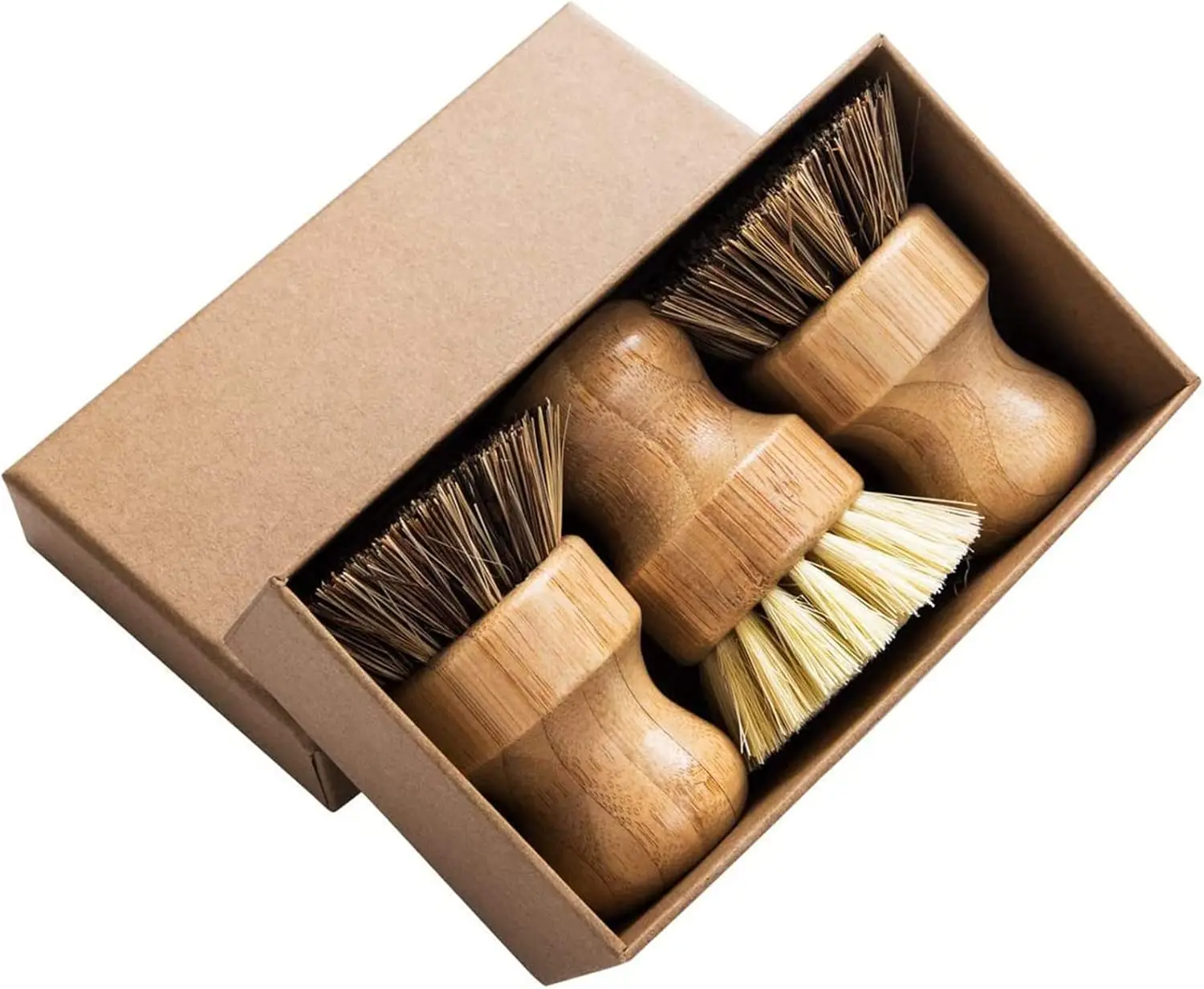 

Palm Pot Brush- Bamboo Round 3 Packs Mini Dish Brush Natural Scrub Brush Durable Scrubber Cleaning Kit with Union Fiber and Tamp