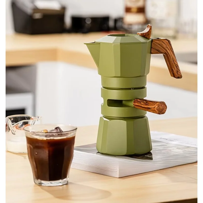 2 cups thermostatic double valve three valve aluminum alloy mocha pot coffee pot Italian espresso pot