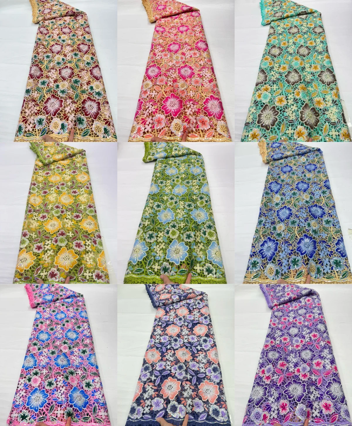 New African Guipure Fabric Embroidery Cord Lace with Flower Traditional Senegal Water Soluble Fashionable Sewing Material 3706