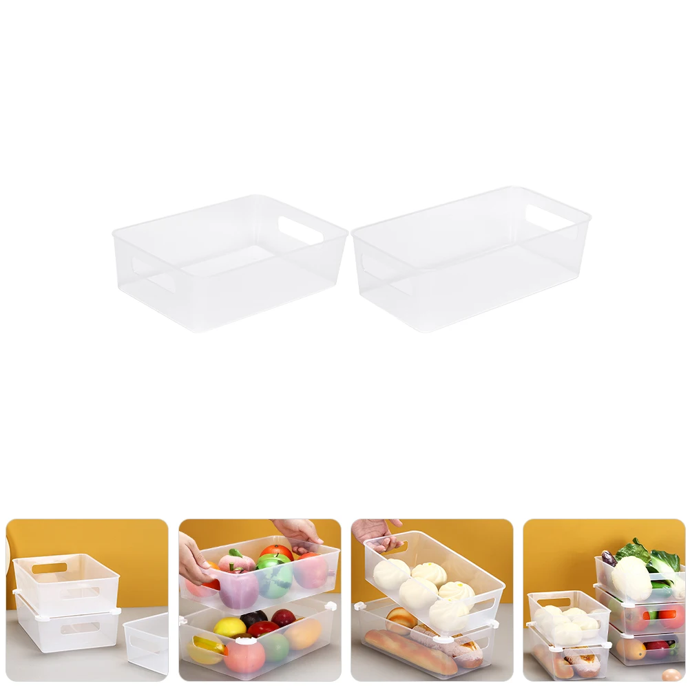 2pcs Refrigerator Food Storage Box Clear Stackable Fridge Organizer Vegetable Fruit Container With Corner Pads Space Saving