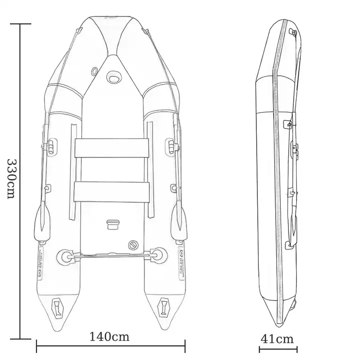 MC330-3 سميكة 0.9 مللي متر قارب الاعتداء القابل للنفخ كاياك مع سطح الهواء الطابق قارب صيد قابل للنفخ طوف #4