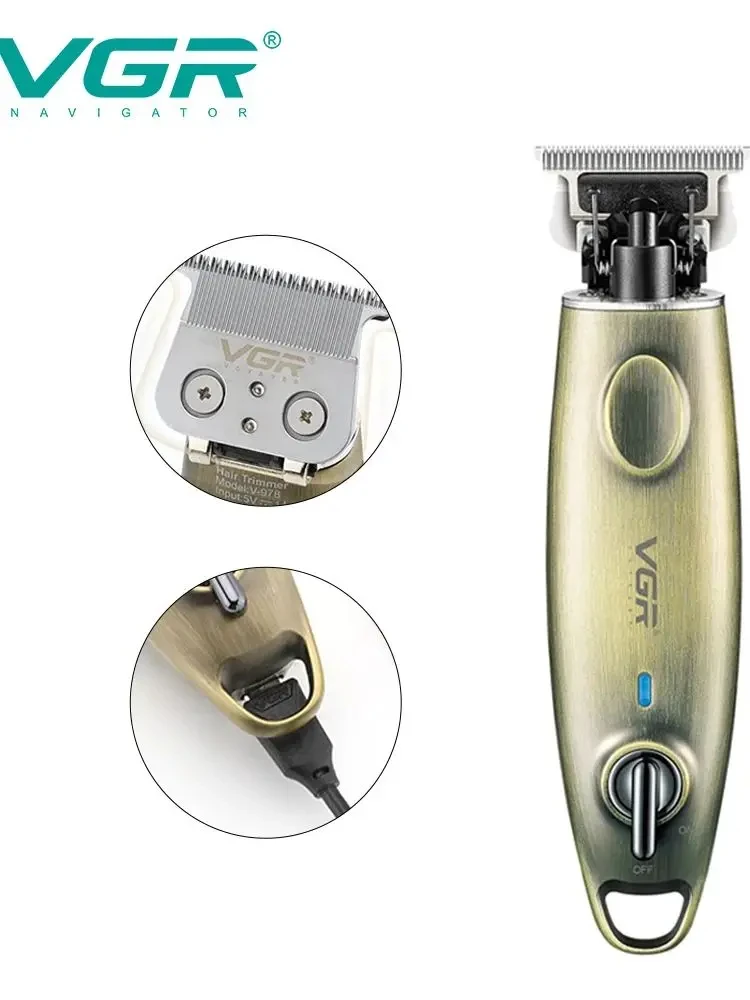 VGR 978 ماكينة تشذيب الشعر اللاسلكية ماكينة قص الشعر ماكينة قص الشعر القابلة لإعادة الشحن ماكينة تشذيب الرأس الأصلع للرجال