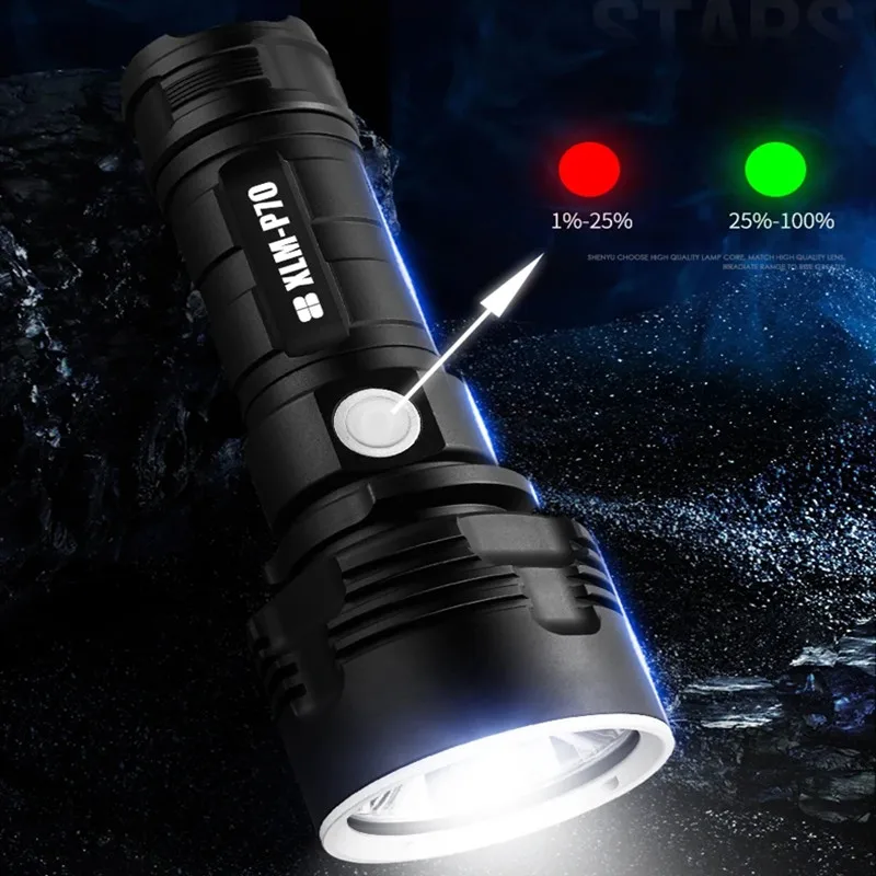 Nuovo Led P70 Potente torcia LED ricaricabile USB Torcia tattica Lampada impermeabile Lanterna ultra luminosa da campeggio Dropshipping