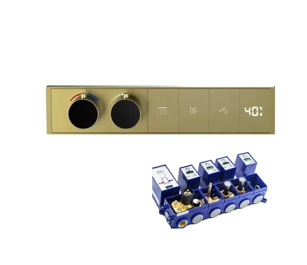 New Trend Brass Dual Three Way Thermostatic Massage Shower Diverter Valve Hotel Use Modern Concealed Bathroom Shower Mixer
