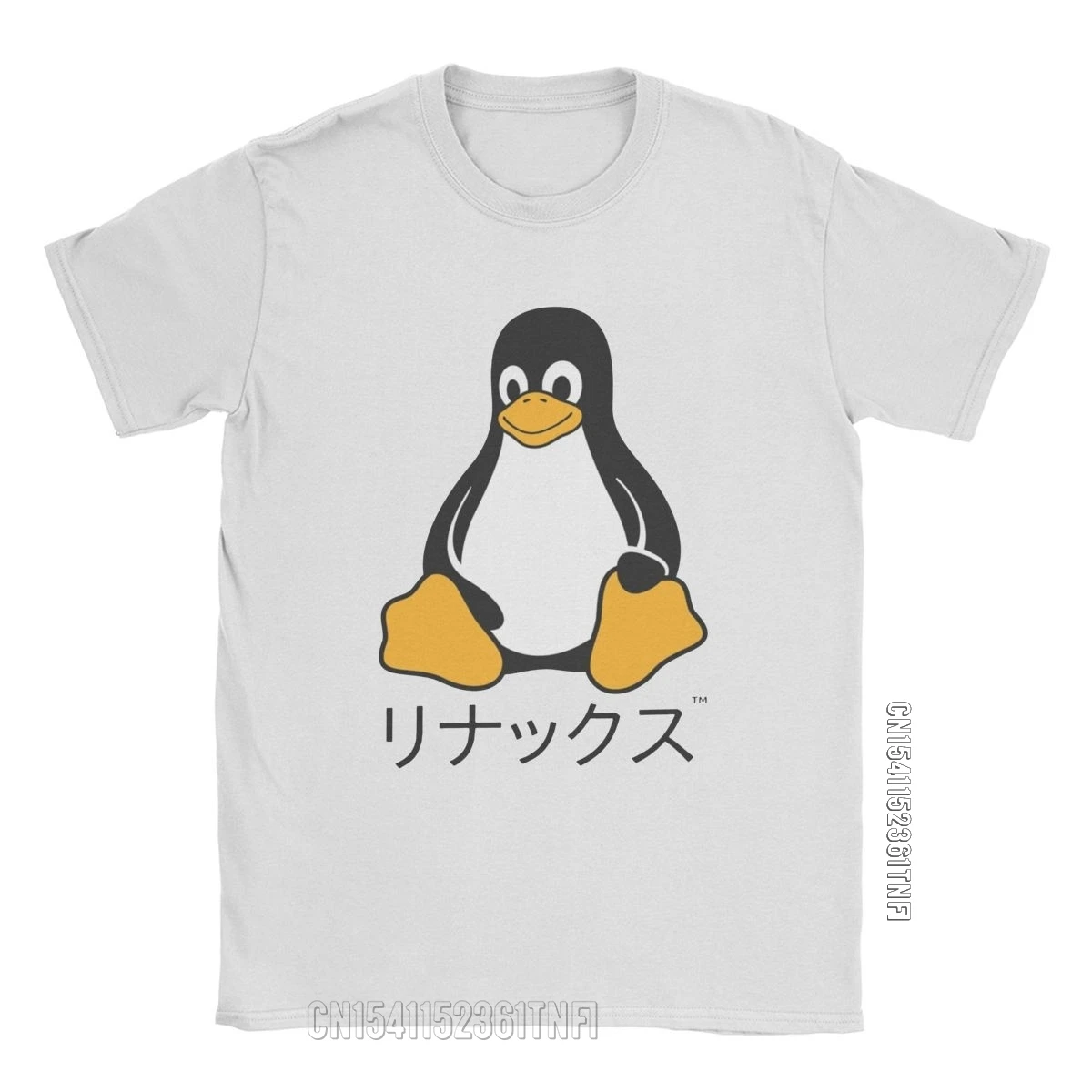 Funny Japanese Tux T-Shirt For Men Crewneck Cotton T Shirt Linux Penguin Classic Short Sleeve Tees Printed Clothing