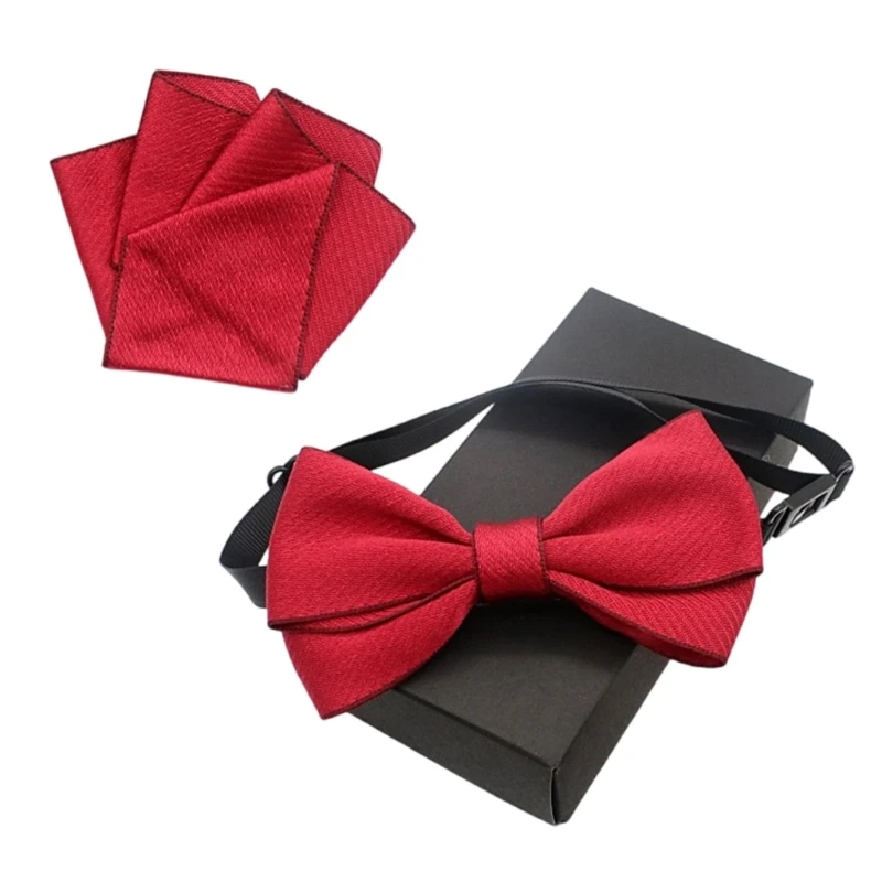 Multipurpose Bowtie and Pocket Square Handkerchief Set for Kids Neckwear Accessories Set for Party Wedding Formal Dress