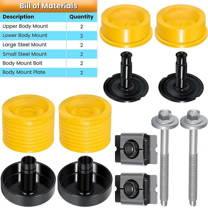 924-066 Body Mount Bushing Kit for Ford F250 F350 F450 F550 Super Duty 2008-2016 2WD 4WD Polyurethane Body Cab Mounts & Steel view 3