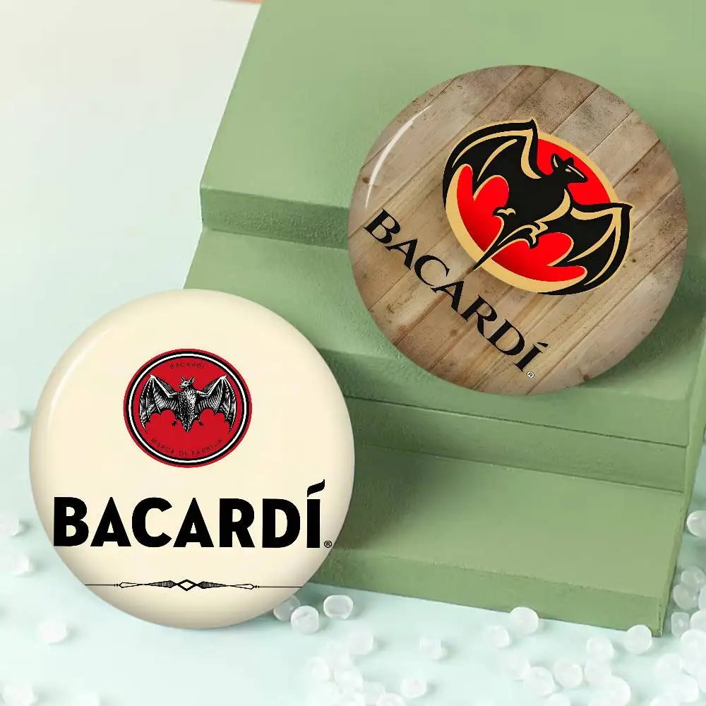 B-Bacardi Rum Vampire Bat Round Button Pins Slogan Creative Brooches Backpack Clothes Decoration Fashion Cartoon Jewelry Gifts