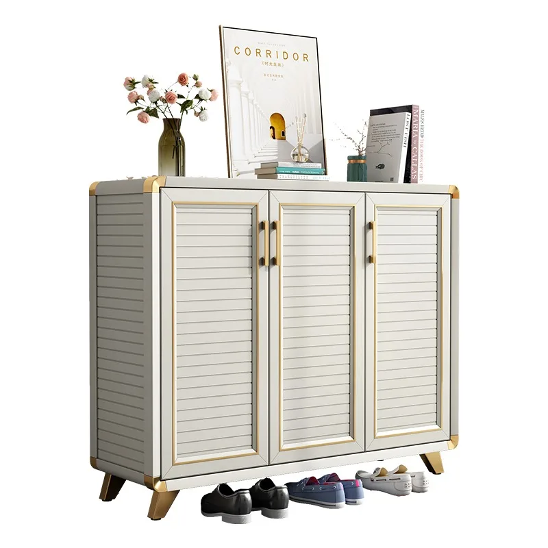 Light luxury all-aluminum alloy shoe cabinet, outdoor waterproof and sunscreen shoe rack at home door, balcony locker customizat