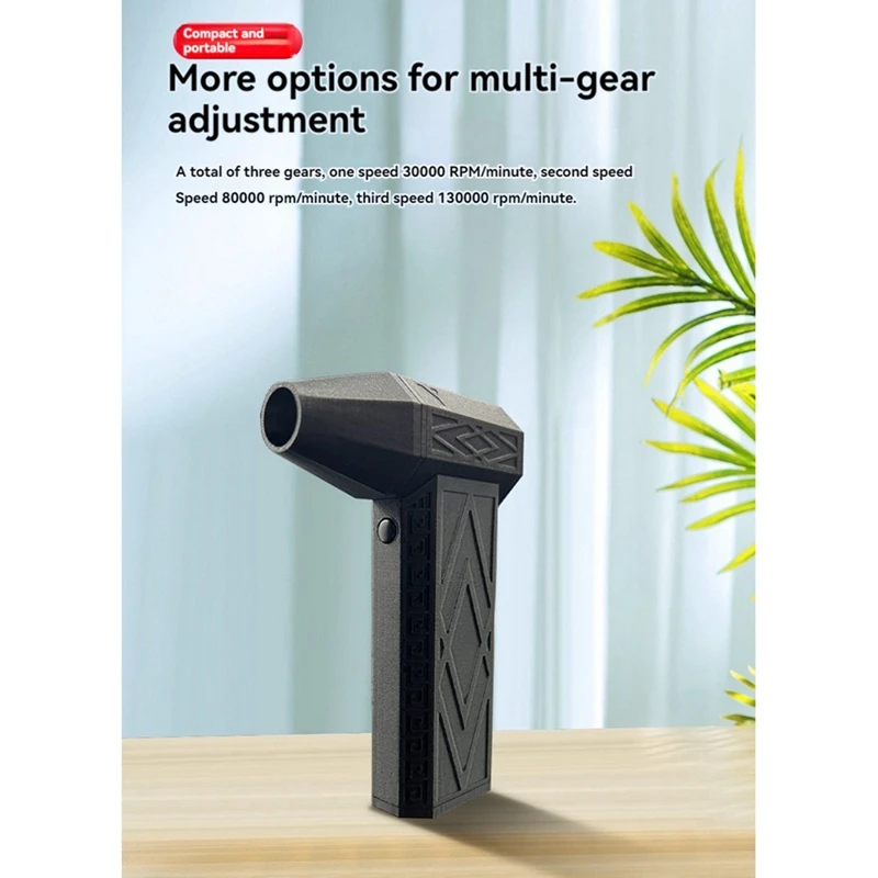 Ventola Turbo Jet 130.000 giri/min Mini ventola Turbo Jet Ventola per condotto portatile con motore brushless a velocità del vento regolabile a 3 velocità