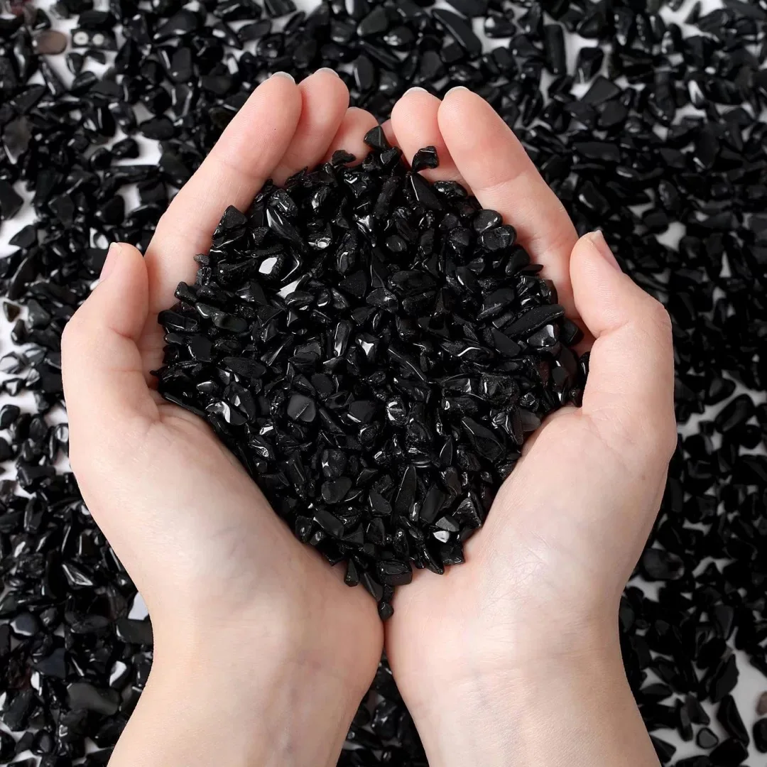 3-12mm Natural Black Obsidian Semi Tumbled Gemstone Chips, Crushed Mini Crystals, Undrilled Crystal Chips, Black Obsidian chips