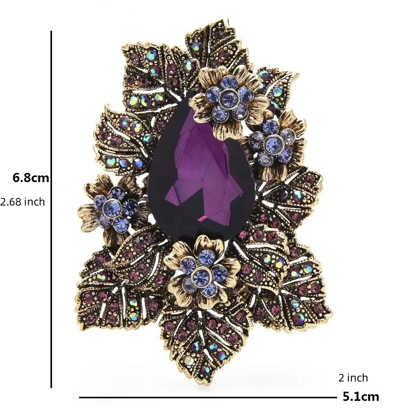 Exaggerated Full Crystal Luxury Flower Brooch For Women Men Vintage Exquisite High-end Rhinestone Party Wedding Badges Pines