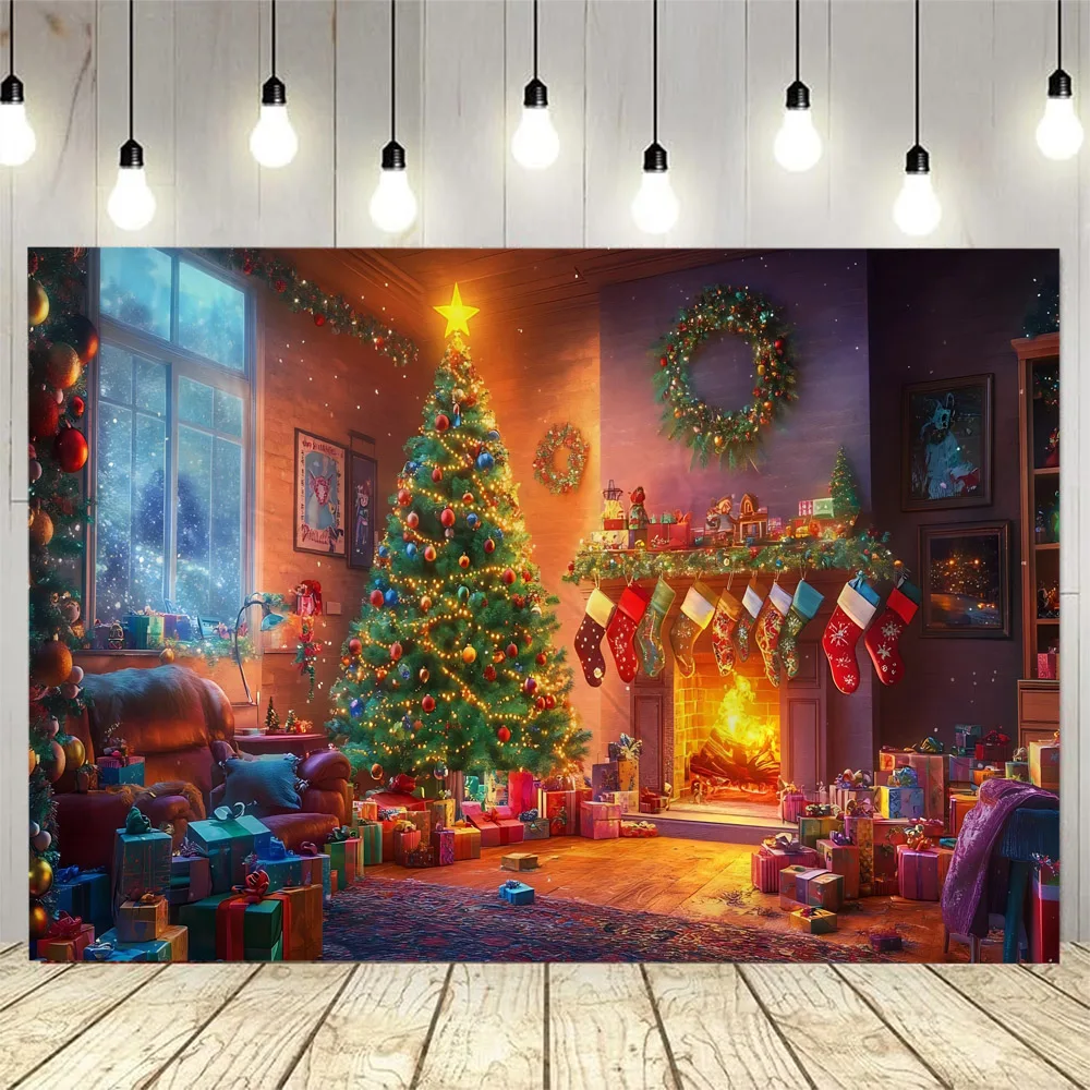 

Christmas tapestry background cloth home decoration wall hanging Christmas tree fireplace bedroom living room holiday decoration