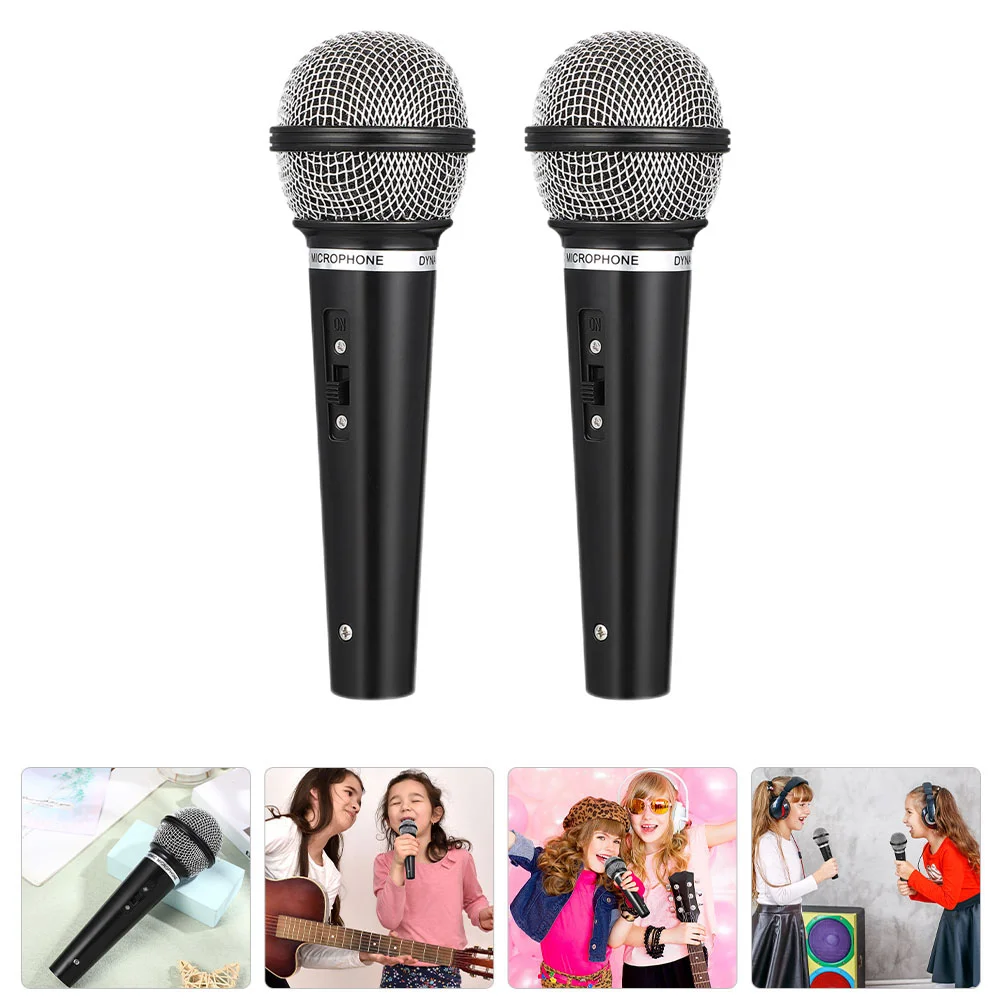 

2 Pcs Children Props Microphone Toy Simulation Fake Cordless Model Plastic Kids Photo