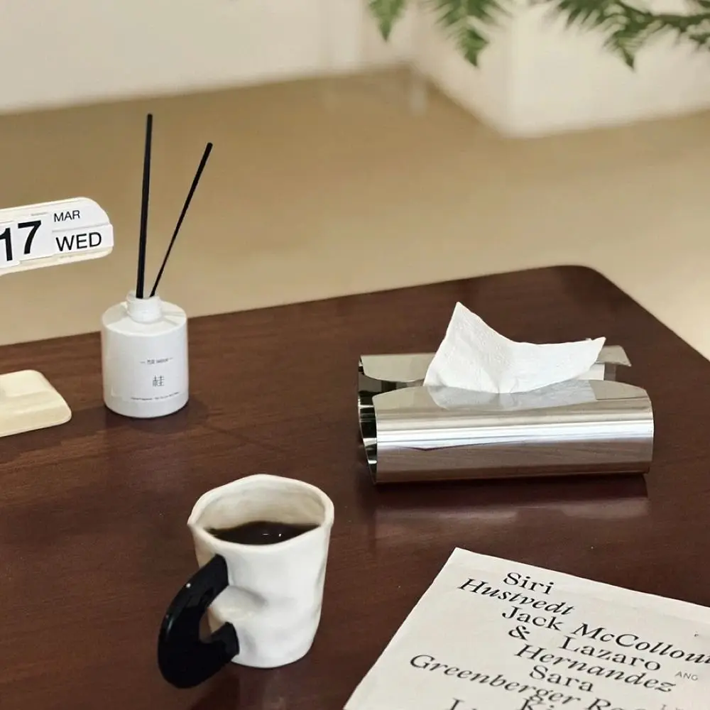 

Nordic Style Tissue Case Mirror Surface Silvery Color Mirror Napkin Holder Stainless Steel Silvery Napkin Box Desktop Decoration