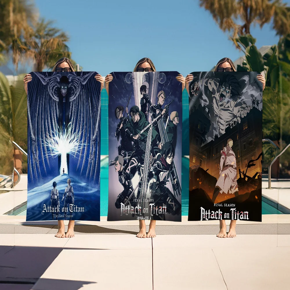 Attack On Titan Microfiber Blanket Quick Drying Beach Towels Oversized Printing Super Absorbent Pool Towel Blanket