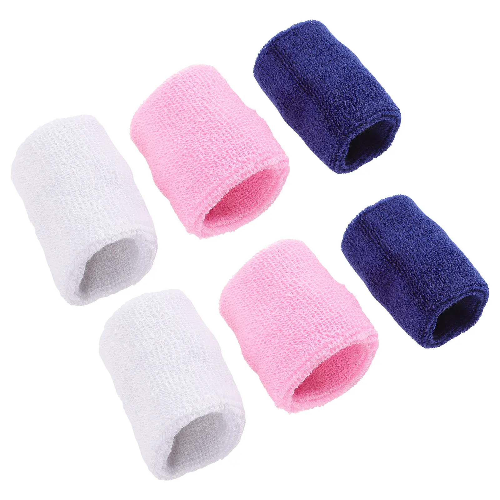 

6 Pcs Kids Sports Wristbands Children Arm Bands Sweatbands for Running Basketball Soccer Tennis Gym White Pink Navy Blue