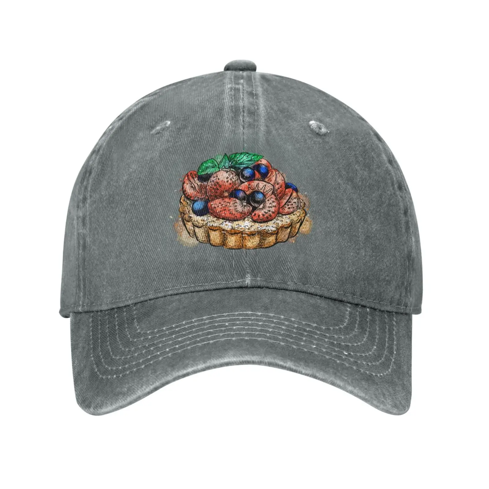 

Cake with Strawberries Baseball Cap for Men Women Hats Denim Trucker Caps Dad Hat