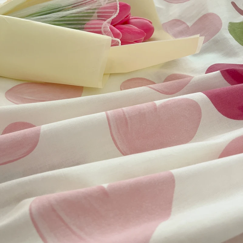 100%Pure Cotton Fitted Bed Sheet Sets with Pillowcase Flower Printing Bed Cover Single/Queen/King Size fundas de colchón Sheets