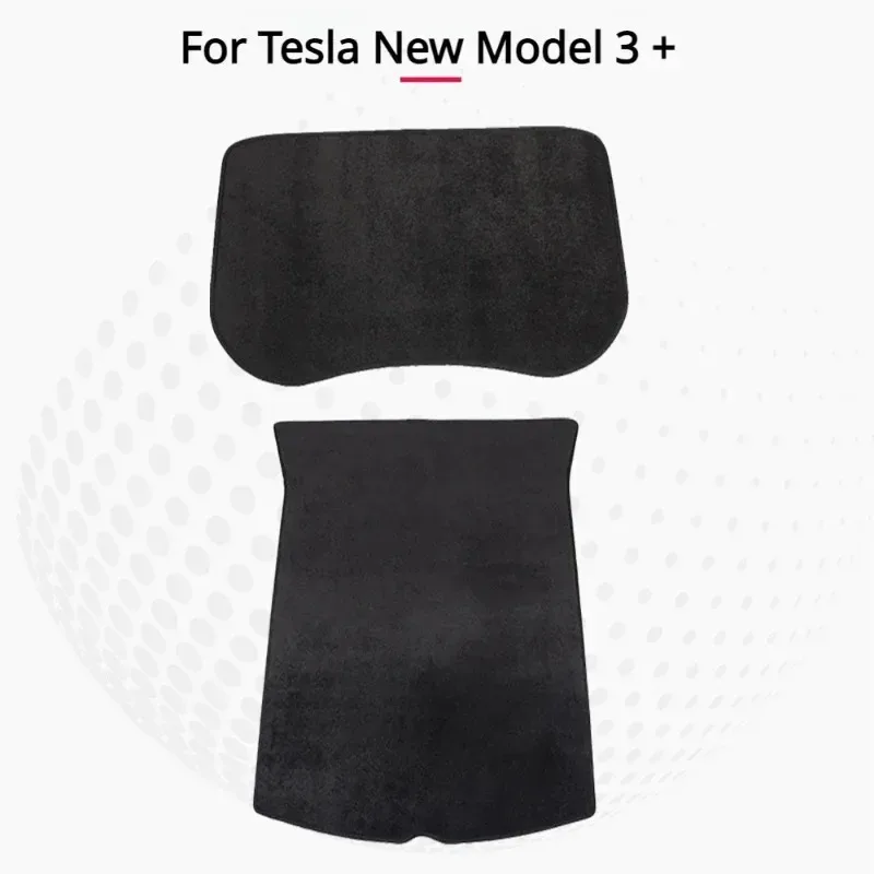 Für Tesla Model 3/Y/3+ Kofferraum-Matten Flockstoff-Polster Vorderer und Hinterer Kofferraum-Laderaum-Aufbewahrungsbox-Matte Auto-Flanell-Kissen 2017-2024