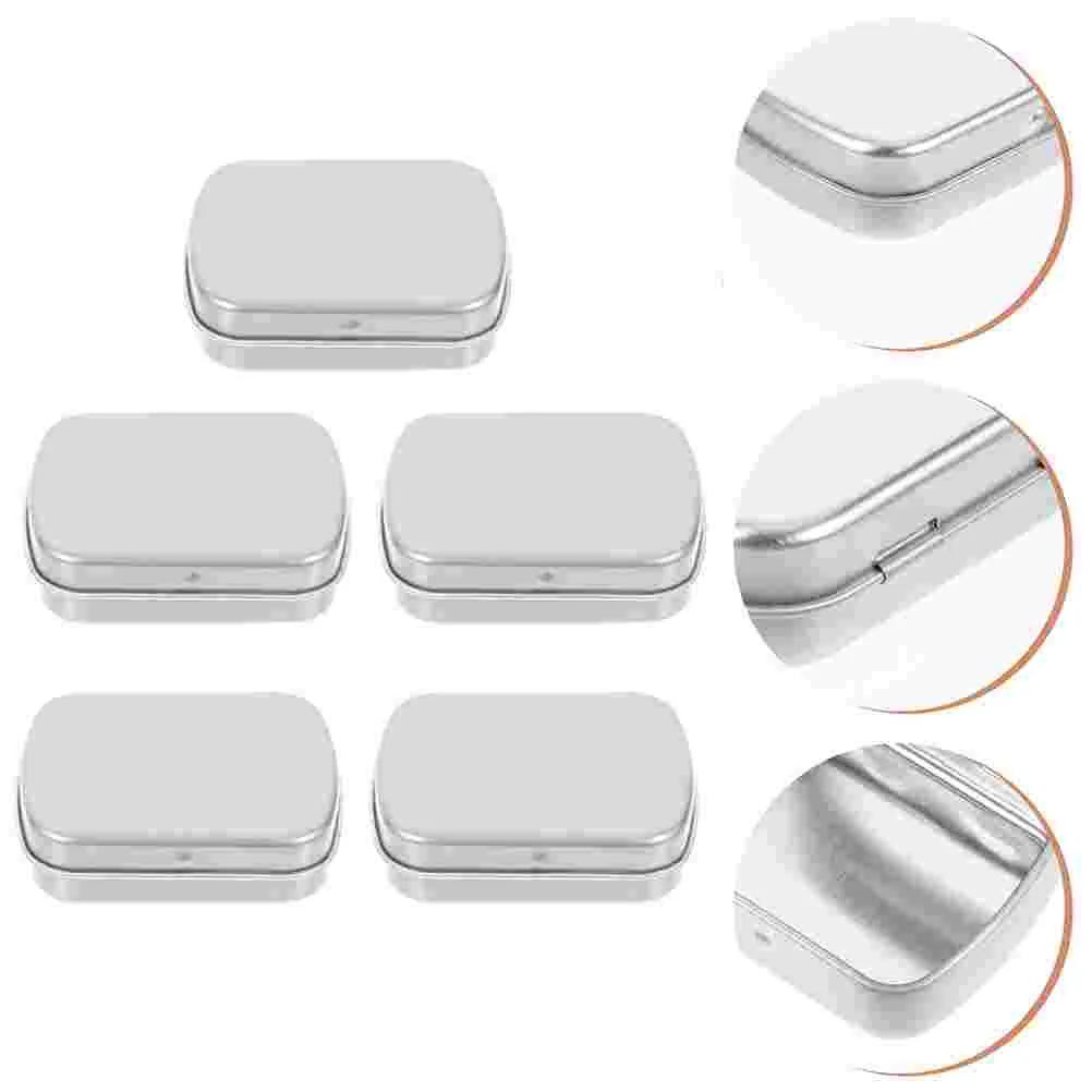 5 Pcs Cookie Jars Candy Storage Box Spice Container with Lid Jewelry Silver Iron Boxes Travel