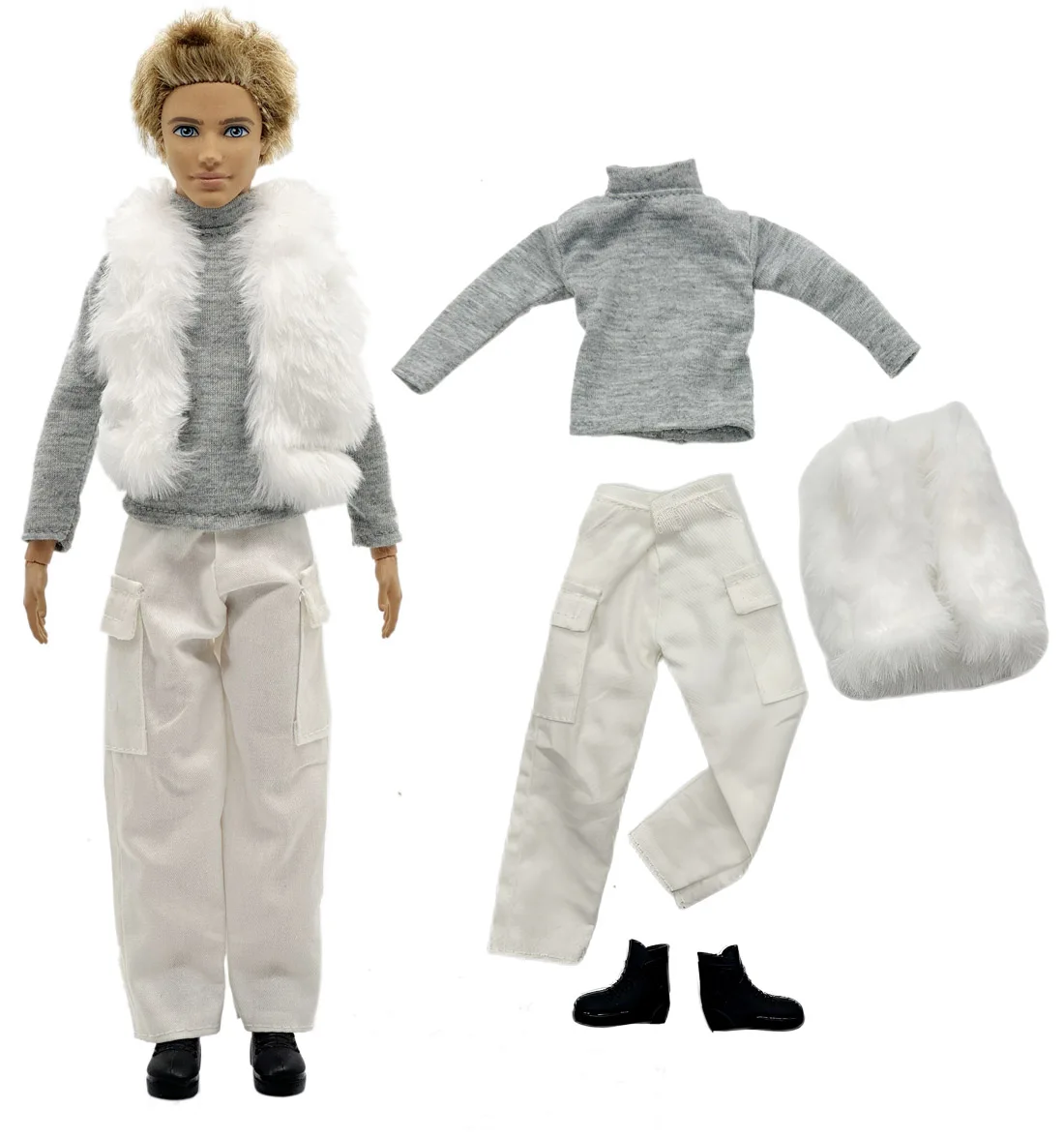 1 Set Ken Tuch handgemachte Puppe Zubehör Winter Pullover Weste Set für 30 cm 12 Zoll Ken Puppe Kinder Geschenk – Detail 3