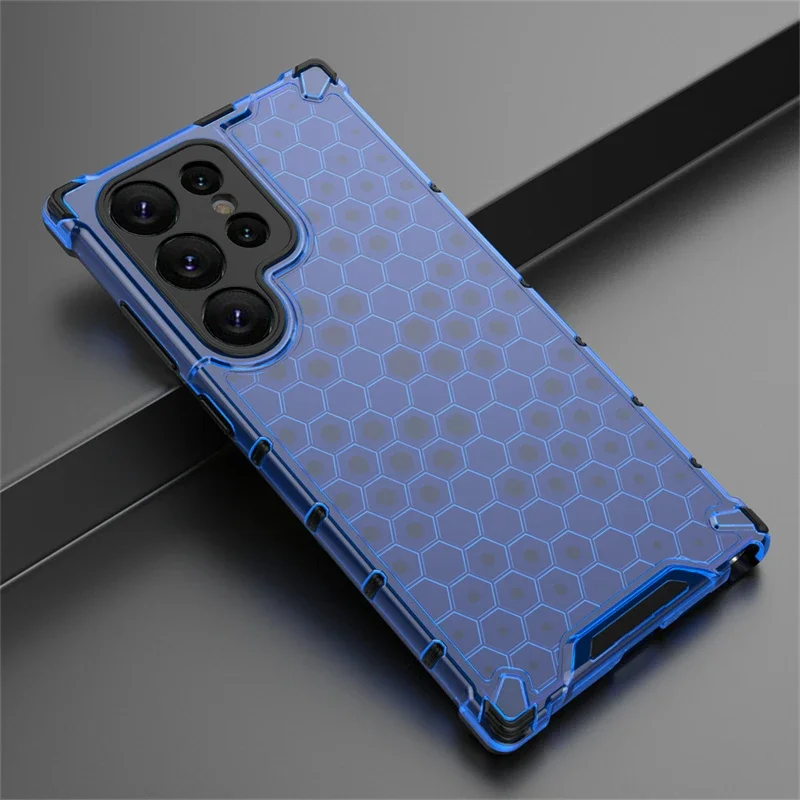 Honeycomb Pattern Armor HD Case for Samsung Galaxy S24 Ultra S23 Plus S22 S21 FE S20 10 Note 20 10 Lite Seismic Protective Shell