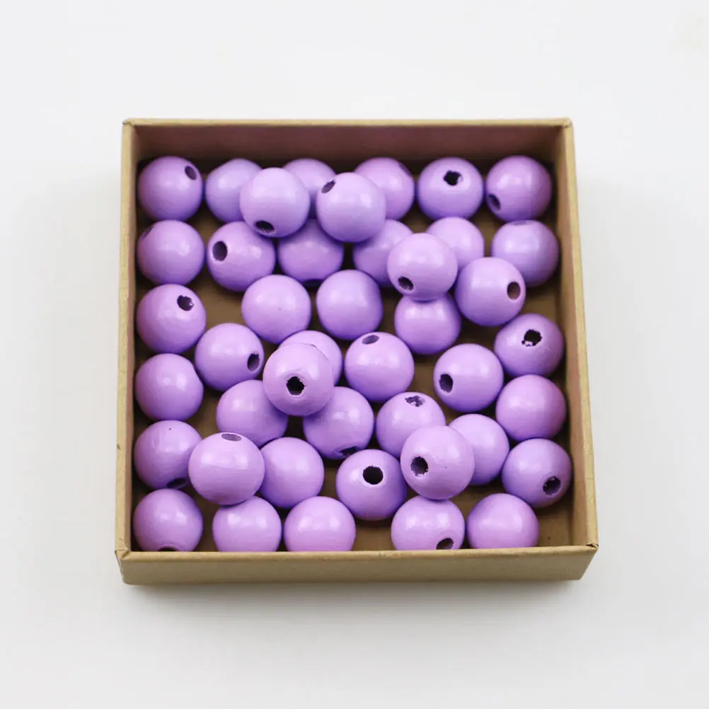 100Pcs Unfinished Solid Wood Beads Smooth Burr Free Round Loose Beads for DIY Jewelry Making Crafts Bracelets Necklaces Garlands