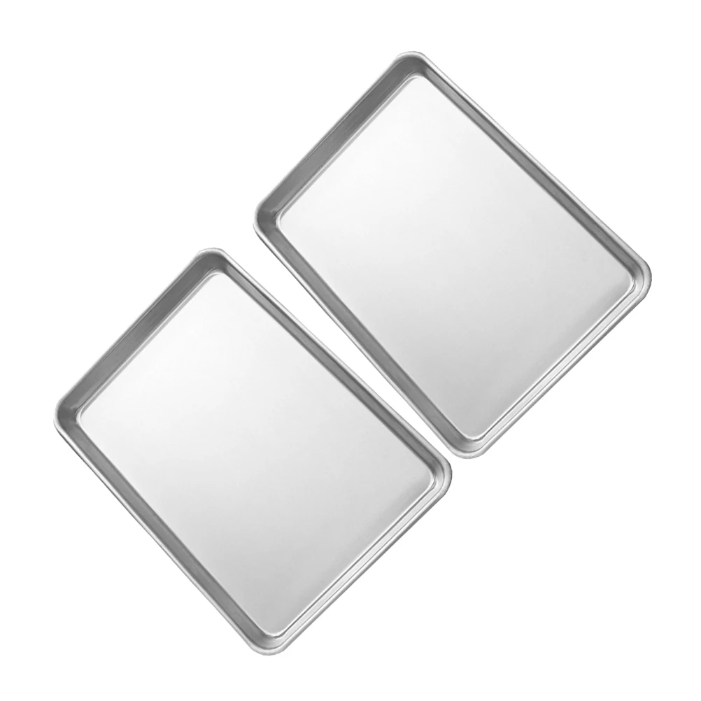 

2 Pcs Cake Pan Aluminum Alloy Baking Tray Non stick Rectangle Dish Small Cookie Pans Kitchen Bakery Accessories Reusable