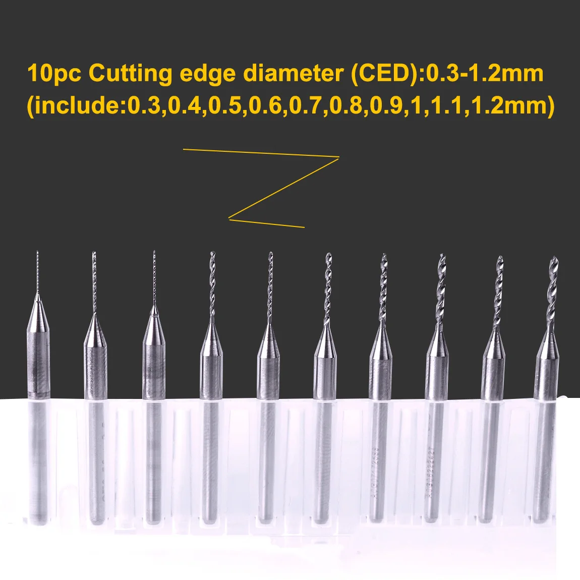 Juego de brocas de carburo PCB de 10 Uds., 0,3-1,2mm, herramienta de perforación de placa de circuito PCB, Mini taladro