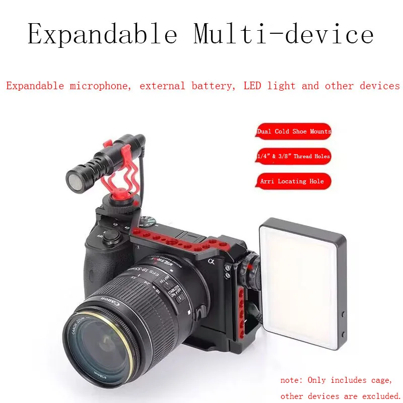 قفص كاميرا PyroGraphy A6600 مع Arca L-bracket 2-in-one 1/4 "&3/8" ثقب خيط Arri تحديد موقع الحذاء البارد لجهاز Sony A6600 #5