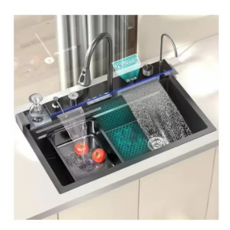 High Quality Kitchen Sink Single Bowl Stainless Steel Sink Set Commercial Handmade Smart Sink