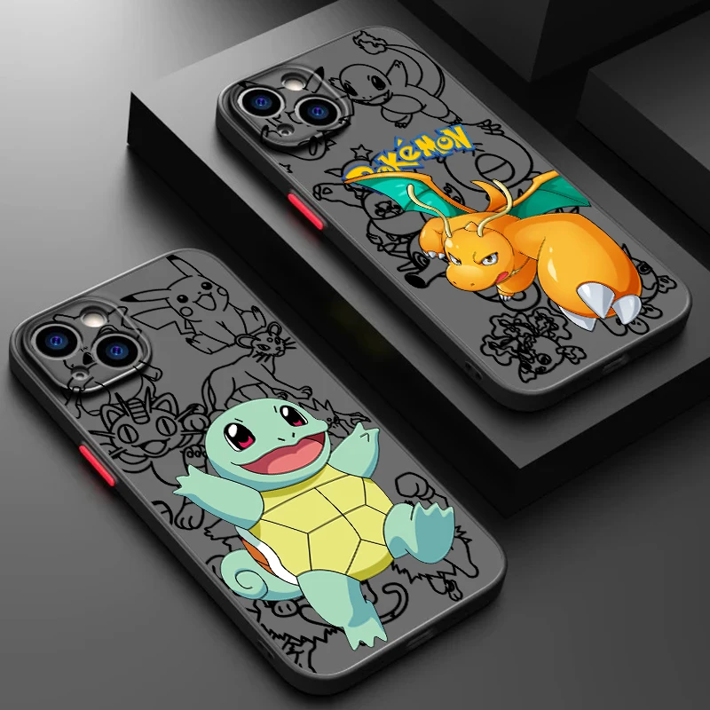 Art Pokemones M-Mewtwos Frosted Translucent For Apple iPhone 16 15 14 13 12 11 XS XR X Pro Max Plus Mini Soft Phone Case