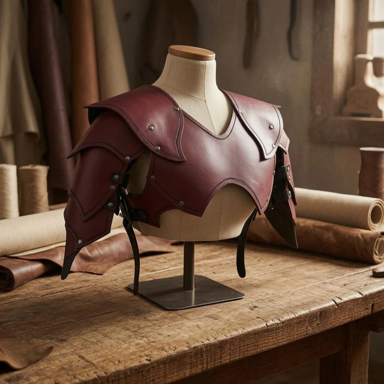 Cosplay Protective Gear Leather-Like Medieval Chest Protective Gear Historical Costume Riveted Trim Dress-up Gear Display Piece 3