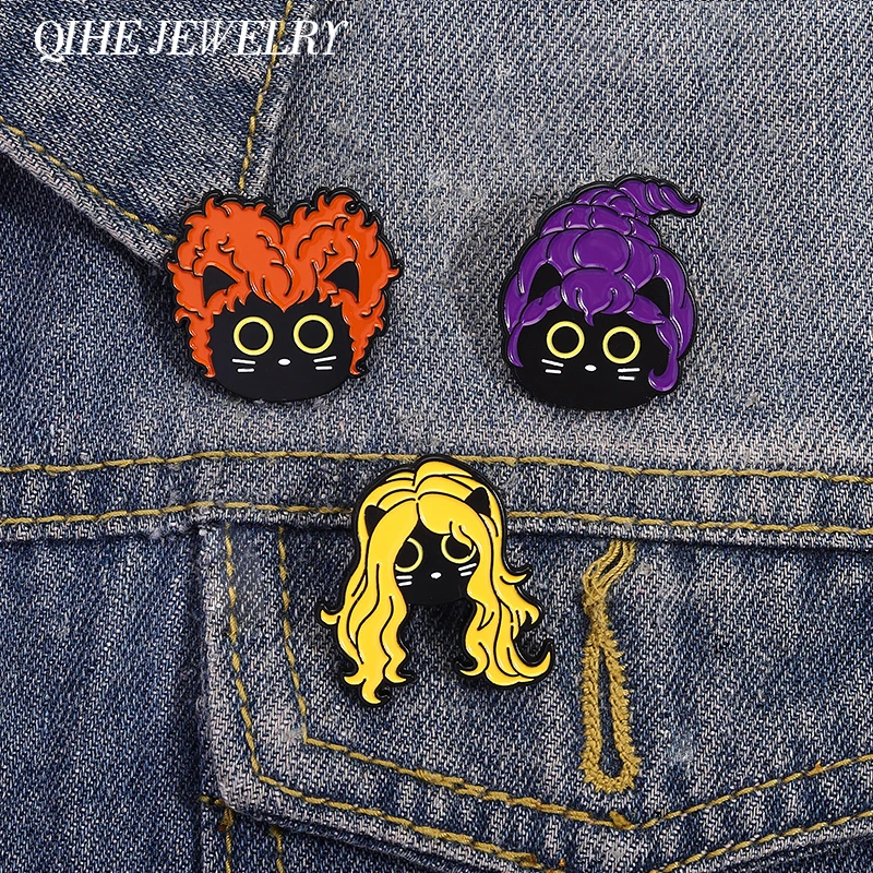 Punk Hexe Schwarze Katze Brosche Emaille Pins Comedy Fantasy Film Peripheriegeräte Zubehör Broschen Kleidung Revers Abzeichen Schmuck Geschenk