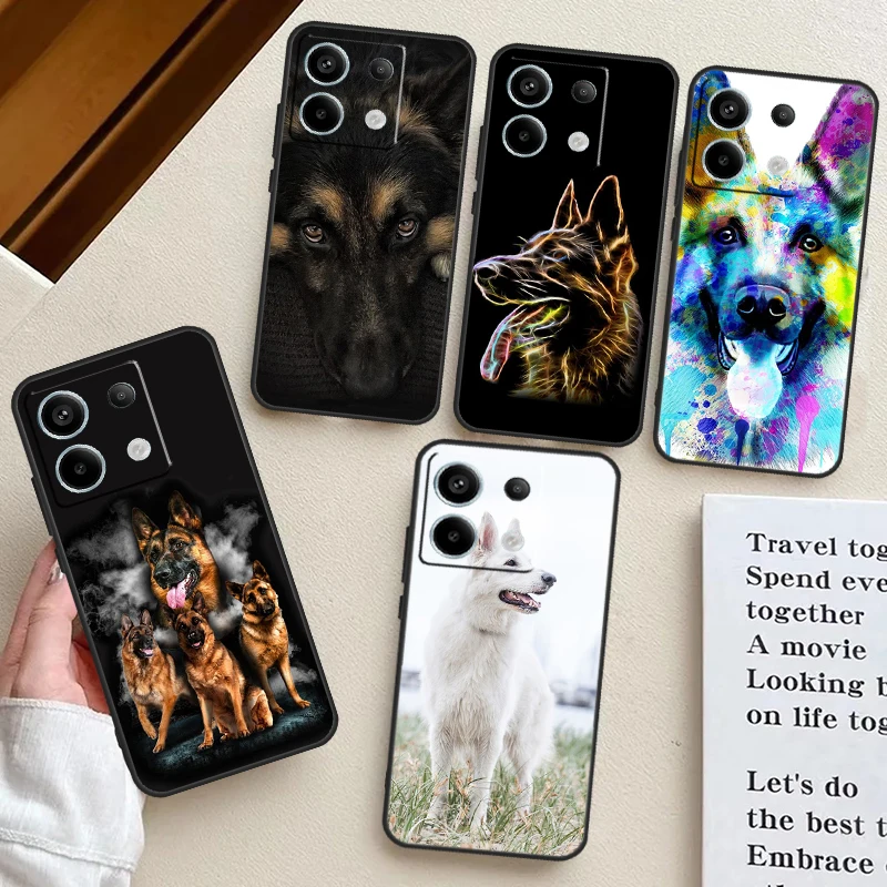 Cartoon German Shepherd Dog Case For Redmi Note 12 9 10 11 13 Pro Plus 9S 10S 11S 12S Cover For Redmi 12 10C 12C 13C