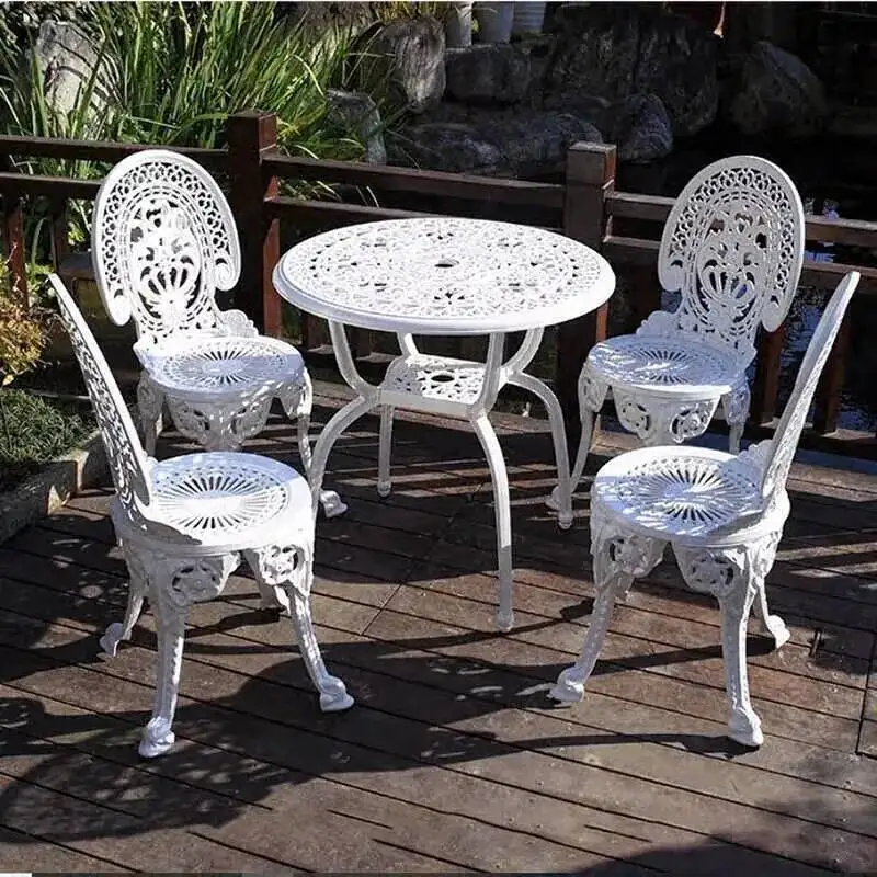 الألومنيوم في الهواء الطلق حديقة الأثاث شرفة مجموعات الترفيه حديقة الجدول الزهر وكرسي في الهواء الطلق كراسي طاولة مقاومة للماء وكرسي AA #5