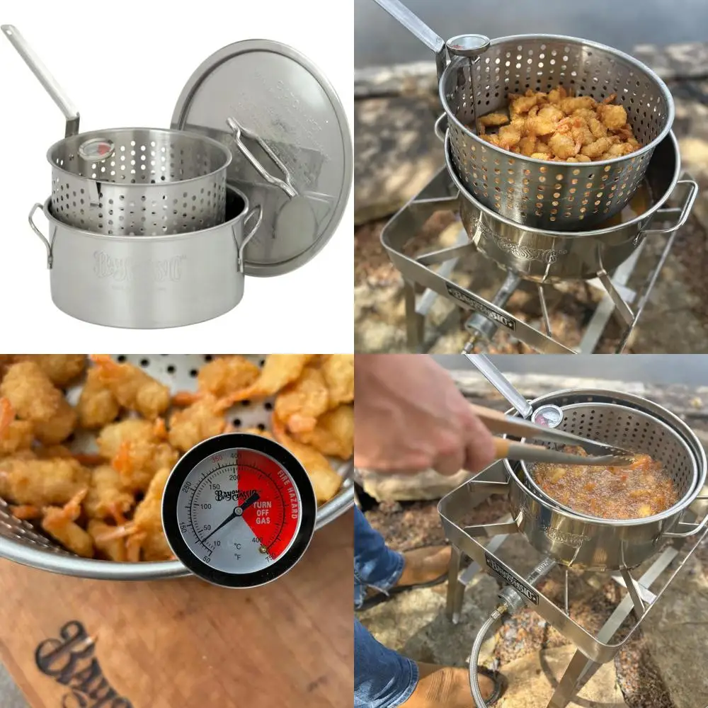 وعاء قلي من الفولاذ المقاوم للصدأ سعة 10 لتر للأسماك والروبيان والدجاج والقرن والبطاطس المقلية - ملحق مثالي للطهي