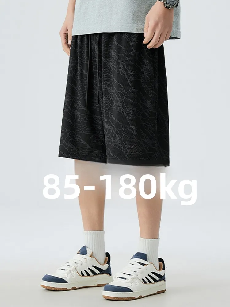 

Мужские летние брюки больших размеров в американском стиле, новые трендовые свободные прямые брюки из ледяного шелка, быстросохнущие спортивные штаны