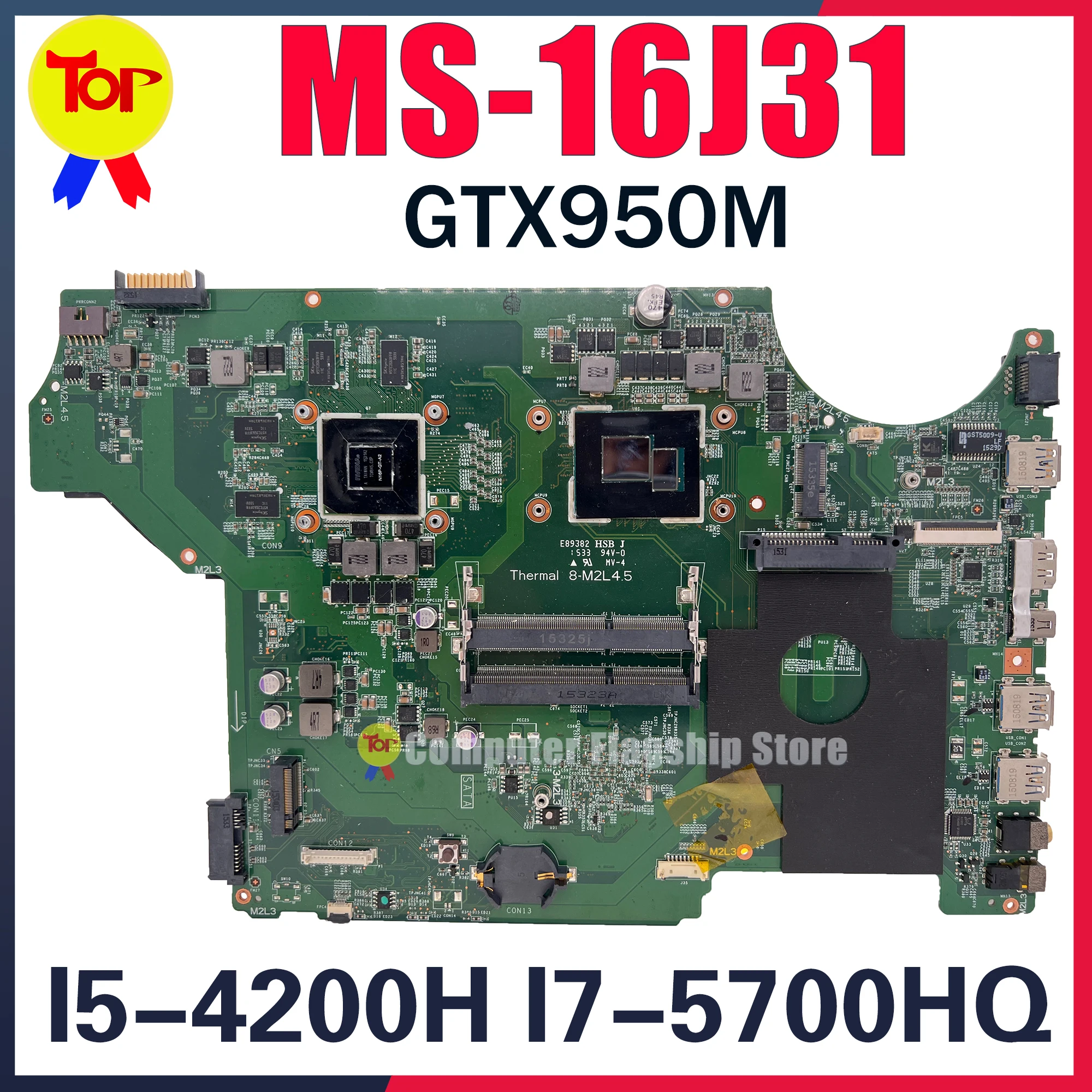 Imagem -01 - Laptop Motherboard para Msi Gp72 Gp62 2qe064xpl I75700hq Gtx950m Mainboard 100 Testado Ms16j31